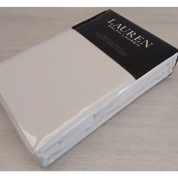Ralph Lauren CHIC CREAM Lauren Flannel 100% Cotton Standard Pillowcases 2-Pack - Picture 6 of 10